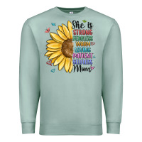 Seafoam she is strong fearless warm loving mom Premium Sweatshirt - MaliasSmallBusiness
