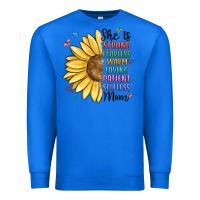 True Royal she is strong fearless warm loving mom Premium Sweatshirt - MaliasSmallBusiness