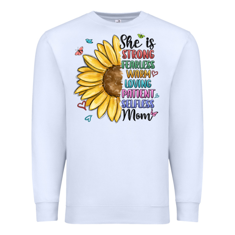 She Is Strong Fearless Warm Loving Mom Premium Sweatshirt by MaliasSmallBusiness | Teevron