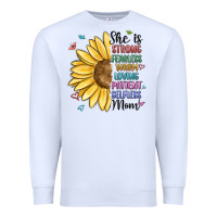 White she is strong fearless warm loving mom Premium Sweatshirt - MaliasSmallBusiness