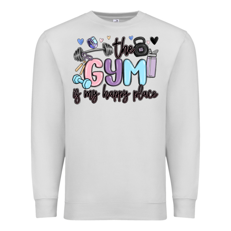 The Gym Is My Happy Place Premium Sweatshirt by MaliasSmallBusiness | Teevron