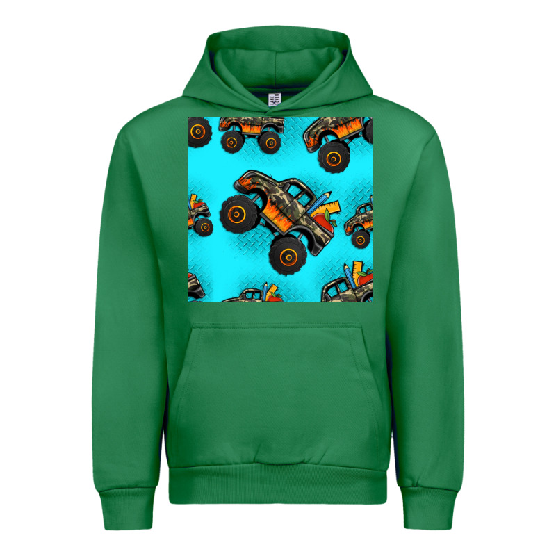 Monster Truck Pre Teen Seamless Pattern Urban Hoodie by HRA Design Shop | Teevron