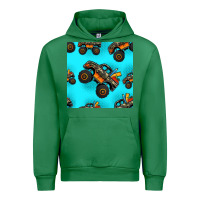 Emerald monster truck pre teen seamless pattern Urban Hoodie - HRA Design Shop