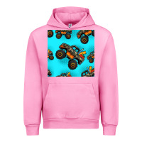 Fuchsia Pink monster truck pre teen seamless pattern Urban Hoodie - HRA Design Shop