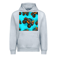Heather Grey monster truck pre teen seamless pattern Urban Hoodie - HRA Design Shop