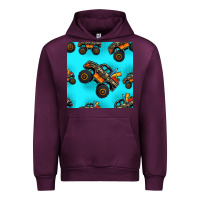 Mauve Wine monster truck pre teen seamless pattern Urban Hoodie - HRA Design Shop