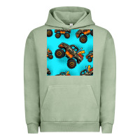 Pigment Oil Green monster truck pre teen seamless pattern Urban Hoodie - HRA Design Shop