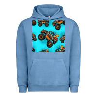 Pigment Pebble Blue monster truck pre teen seamless pattern Urban Hoodie - HRA Design Shop