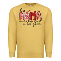 Antique Gold this mama wears her heart on her gleeve Premium Sweatshirt - MaliasSmallBusiness