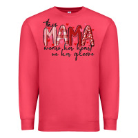 Cardinal this mama wears her heart on her gleeve Premium Sweatshirt - MaliasSmallBusiness