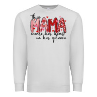 Dove Grey this mama wears her heart on her gleeve Premium Sweatshirt - MaliasSmallBusiness