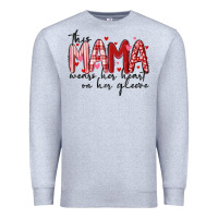 Heather Grey this mama wears her heart on her gleeve Premium Sweatshirt - MaliasSmallBusiness