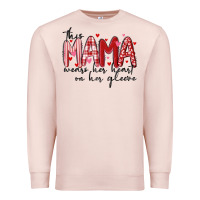Pale Pink this mama wears her heart on her gleeve Premium Sweatshirt - MaliasSmallBusiness