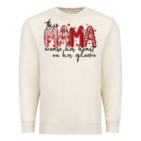 Sandshell this mama wears her heart on her gleeve Premium Sweatshirt - MaliasSmallBusiness