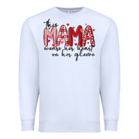 White this mama wears her heart on her gleeve Premium Sweatshirt - MaliasSmallBusiness