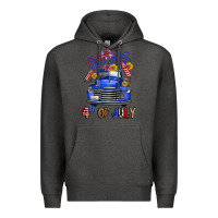 Charcoal Heather western fourth of july truck Premium Hoodie - FaDigitalArtStudio
