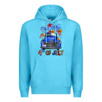 Ocean Blue western fourth of july truck Premium Hoodie - FaDigitalArtStudio
