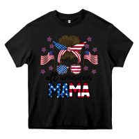 Black All American Mama Messy Buny Heavy Core Tee - CowhideDigitalArt
