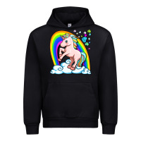 Black cute unicorn with rainbow Urban Hoodie - FaDigitalArtStudio