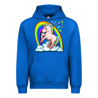Cobalt cute unicorn with rainbow Urban Hoodie - FaDigitalArtStudio