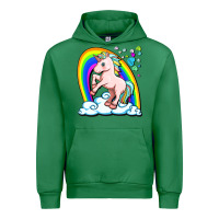 Emerald cute unicorn with rainbow Urban Hoodie - FaDigitalArtStudio