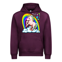 Mauve Wine cute unicorn with rainbow Urban Hoodie - FaDigitalArtStudio
