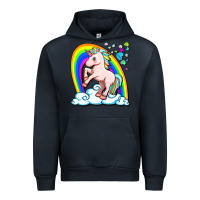 Navy cute unicorn with rainbow Urban Hoodie - FaDigitalArtStudio