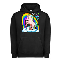 Pigment Black cute unicorn with rainbow Urban Hoodie - FaDigitalArtStudio