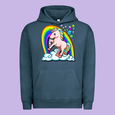 Cute Unicorn With Rainbow Urban Hoodie Designed By Fadigitalartstudio