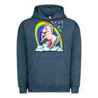 Pigment Midnight Navy cute unicorn with rainbow Urban Hoodie - FaDigitalArtStudio