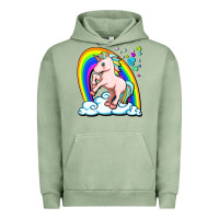 Pigment Oil Green cute unicorn with rainbow Urban Hoodie - FaDigitalArtStudio