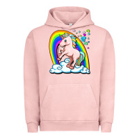 Pigment Salmon cute unicorn with rainbow Urban Hoodie - FaDigitalArtStudio