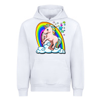 White cute unicorn with rainbow Urban Hoodie - FaDigitalArtStudio