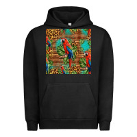 Pigment Black macaw parrot seamless pattern Urban Hoodie - HRA Design Shop