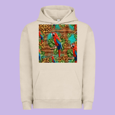 Macaw Parrot Seamless Pattern Urban Hoodie Designed By Hra Design Shop