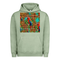 Pigment Oil Green macaw parrot seamless pattern Urban Hoodie - HRA Design Shop