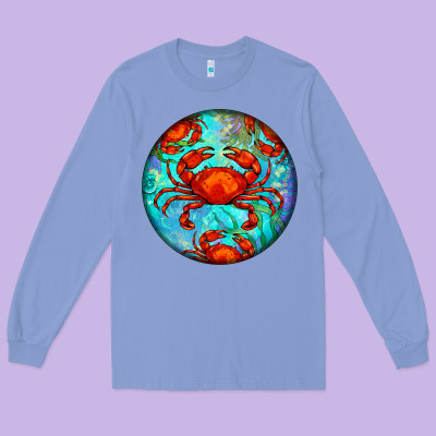 Crab Long Sleeve Tee Designed By Barkaloodesign
