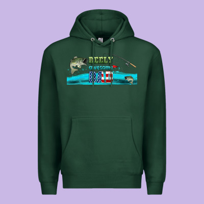 Reely Awesome Dad  Libbey Glass Premium Hoodie Designed By Hra Design Shop
