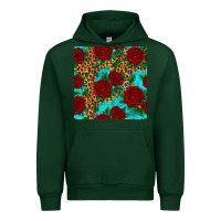 Forest Green leopard roses seamless pattern Urban Hoodie - HRA Design Shop