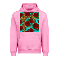 Fuchsia Pink leopard roses seamless pattern Urban Hoodie - HRA Design Shop