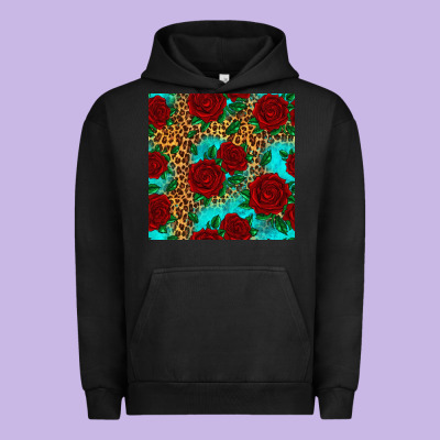 Leopard Roses Seamless Pattern Urban Hoodie Designed By Hra Design Shop