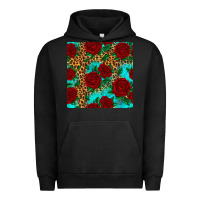 Pigment Black leopard roses seamless pattern Urban Hoodie - HRA Design Shop