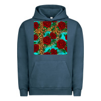 Pigment Midnight Navy leopard roses seamless pattern Urban Hoodie - HRA Design Shop