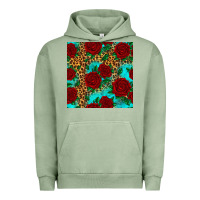 Pigment Oil Green leopard roses seamless pattern Urban Hoodie - HRA Design Shop