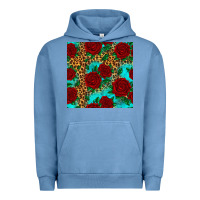 Pigment Pebble Blue leopard roses seamless pattern Urban Hoodie - HRA Design Shop
