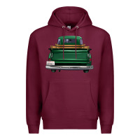 Burgundy western green truck back view Premium Hoodie - FaDigitalArtStudio