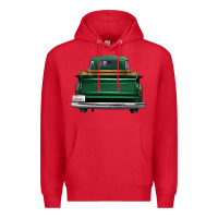 Red western green truck back view Premium Hoodie - FaDigitalArtStudio