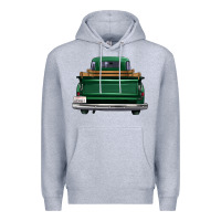 Heather Grey western green truck back view Premium Hoodie - FaDigitalArtStudio