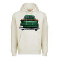 Oatmeal Heather western green truck back view Premium Hoodie - FaDigitalArtStudio