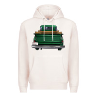 Pale Pink western green truck back view Premium Hoodie - FaDigitalArtStudio
